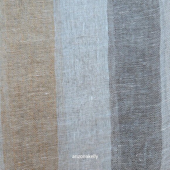 Zara NWOT Linen Scarf Neutral Earth Tones Stripes Large - Picture 7 of 8